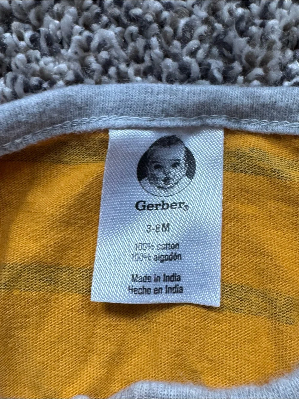 Gerber Yellow and Gray Striped Footed Pajama One-Piece